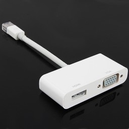 2-in-1 Mini DisplayPort to VGA + HDMI Adapter White